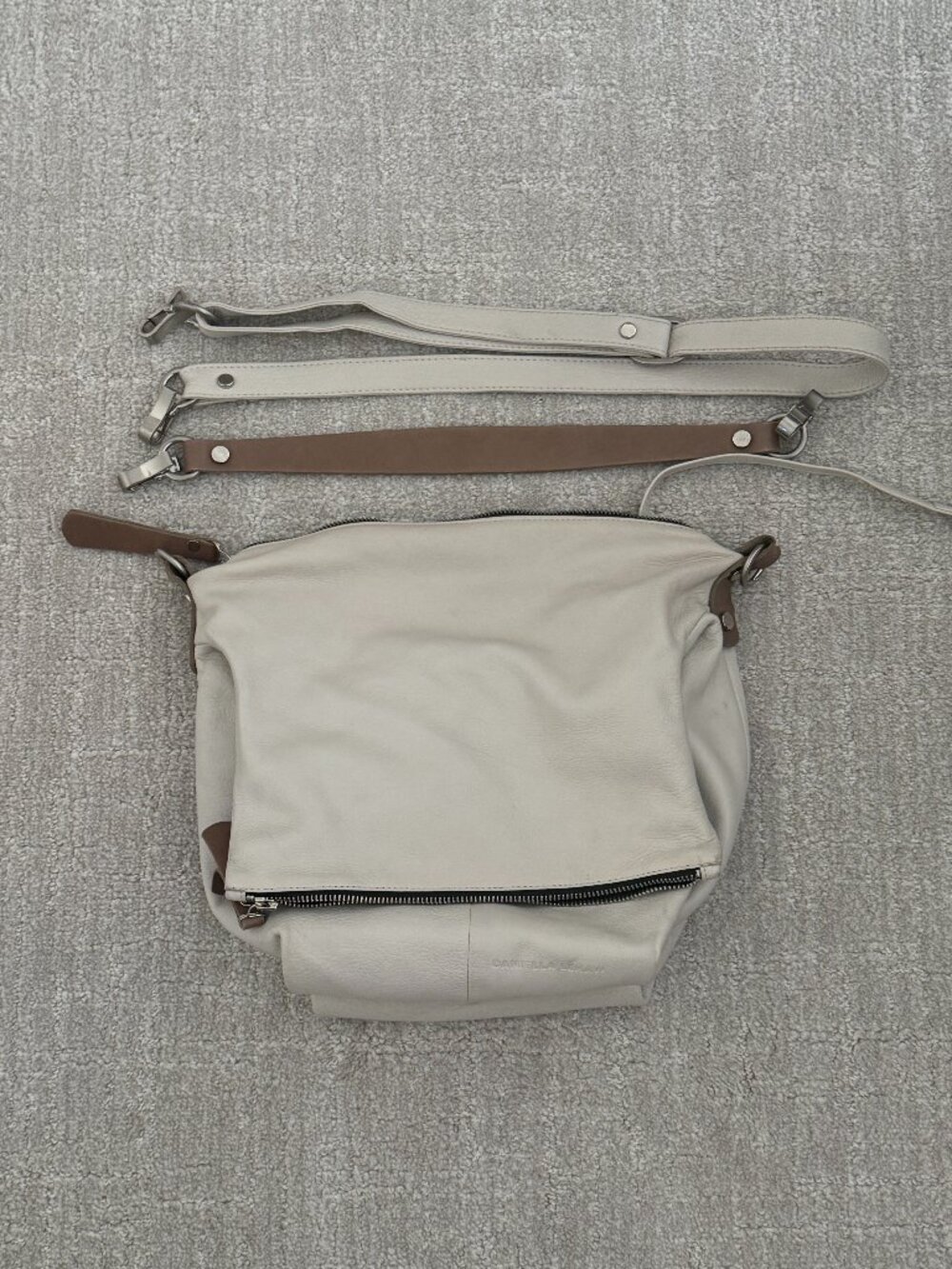 Daniella Lehavi Ivory Leather Convertible Crossbody / Shoulder Bag